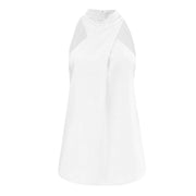 Summer Saving Clearance 2024!  Short Sleeve Shirts for Women White Casual Sleeveless Solid T-Shirt Blouse Tops