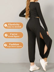 Women's Boho Harem Yoga Pants – High Slit Style Meets Everyday Comfort