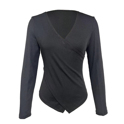 Women's Elegant Long-Sleeve V-Neck Top – Casual, Stylish & Flattering