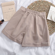 Casual Roll-Up Wide-Leg Shorts – Solid Color, Comfy & Chic Summer Essential