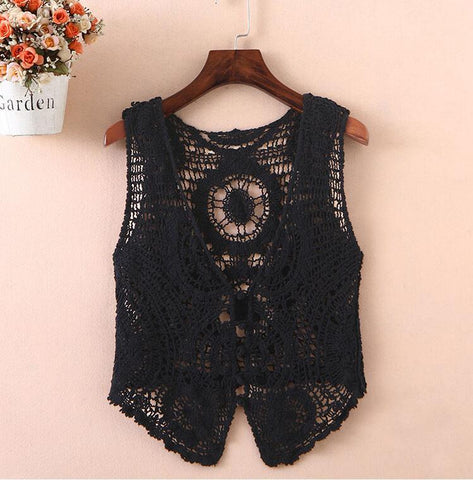 Elegant Lace Hollow-Out Summer Vest – Lightweight Sleeveless Top