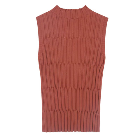 Women Solid off Shoulder T Shirt Sleeveless Tank Tops Knitted Semi Turtleneck Slim Female Tops Women Tees 2024 Summer