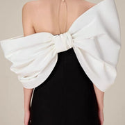 Elegant Big Bow Sheath Dress – High Waist Socialite Style