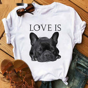 Fashionable Bulldog Cartoon Print T-Shirt
