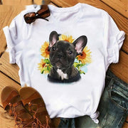 Fashionable Bulldog Cartoon Print T-Shirt