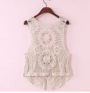 Elegant Lace Hollow-Out Summer Vest – Lightweight Sleeveless Top