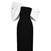 Elegant Big Bow Sheath Dress – High Waist Socialite Style