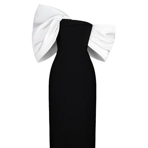 Elegant Big Bow Sheath Dress – High Waist Socialite Style