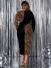 Plus Size Spring Dress Women Irregular Leopard Print Patchwork Fashion Slim Bodycon Sexy Ladies Dresses Long Sleeve Woman Dress