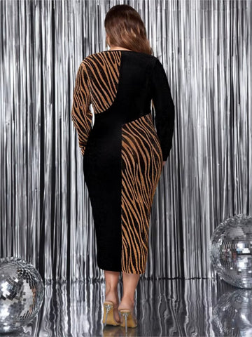Plus Size Spring Dress Women Irregular Leopard Print Patchwork Fashion Slim Bodycon Sexy Ladies Dresses Long Sleeve Woman Dress