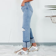 High-Waist Ripped Skinny Jeans