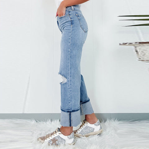 High-Waist Ripped Skinny Jeans