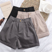 Casual Roll-Up Wide-Leg Shorts – Solid Color, Comfy & Chic Summer Essential
