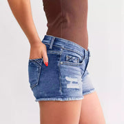 Ladies Ripped Wadding Button Shorts