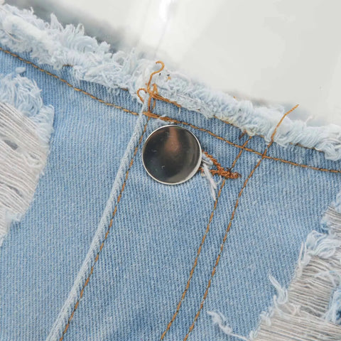 Womens Summer Denim Shorts Jeans Ripped Distressed Hot Pants Loose Korean Straight Pants