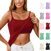 2024 New Summer Chest Pad Camisole Ladies Multicolor Large Size Wide Shoulder Strap Women Lingerie Top Underwear Wear-Free