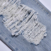 Fashion Streetwear Holes Jeans Women Summer New Mid High Waist Distressed Ripped Denim Pants Stylish American Style Jeans Pants