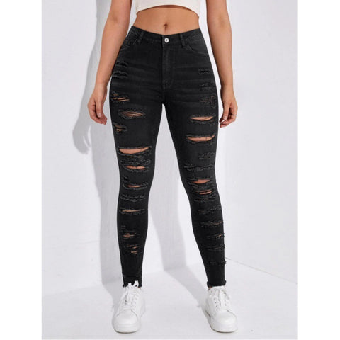 High-Waist Skinny Denim Jeans
