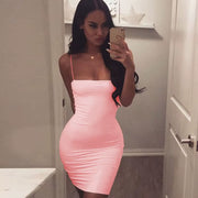 Summer Sexy Dress Spaghetti Strap Backless Bodycon Sleeveless Evening Party Club Short Mini Ladies Dresses Fashion Women Clothes