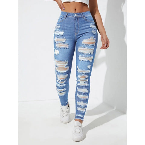 High-Waist Skinny Denim Jeans
