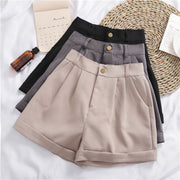 Casual Roll-Up Wide-Leg Shorts – Solid Color, Comfy & Chic Summer Essential
