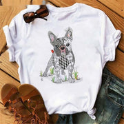 Fashionable Bulldog Cartoon Print T-Shirt
