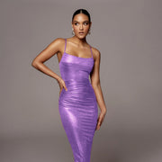 Sleek and Sexy Pleated Suspender Dress