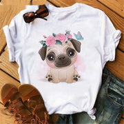 Fashionable Bulldog Cartoon Print T-Shirt